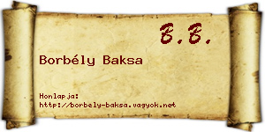Borbély Baksa névjegykártya